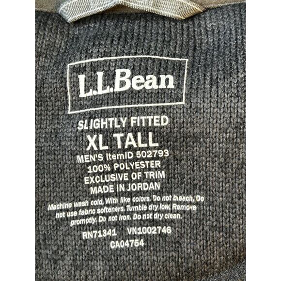 LL Bean Mens 1/4 Snap Sweater Fleece Jacket Gray Tall XL Slightly Fitted - Picture 5 of 8